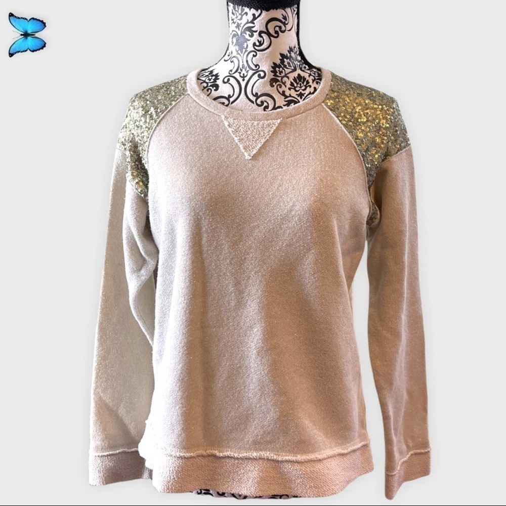 Mng Casual gold sequin sweatshirt. Size XS